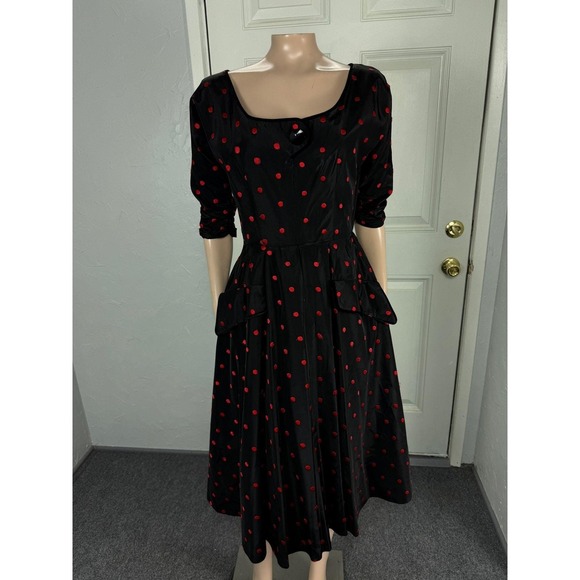 Unbranded Dresses & Skirts - Vintage 50s Party Dress 10 Acetate Polka Dot Side Metal Zip Formal Evening TT9